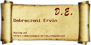 Debreczeni Ervin névjegykártya