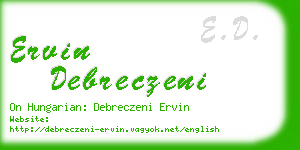 ervin debreczeni business card